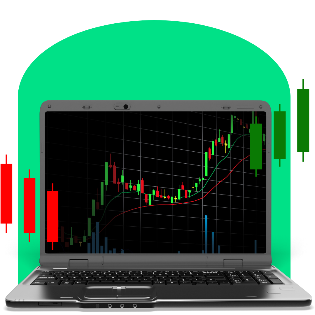 Laptop com gráfico de mercado